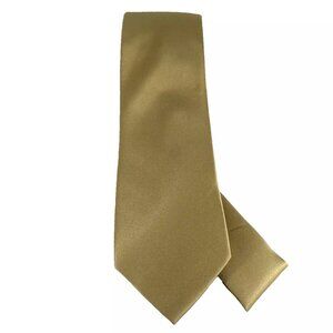 St. Patrick Men's Tie & Hanky Set Light Gold Solid Pattern Microfiber 3.5" Wide
